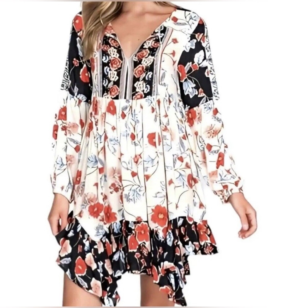Patrons of Peace Vermont Long Sleeve Boho Floral Dress